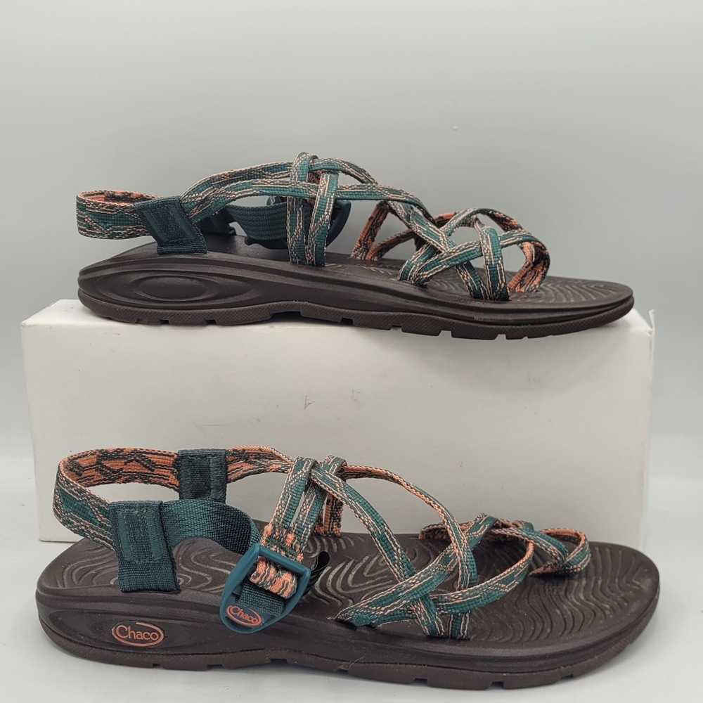 Chaco ZX2 Cloud Sandals Womens Size 11~ Peach, Forest Green, Brown